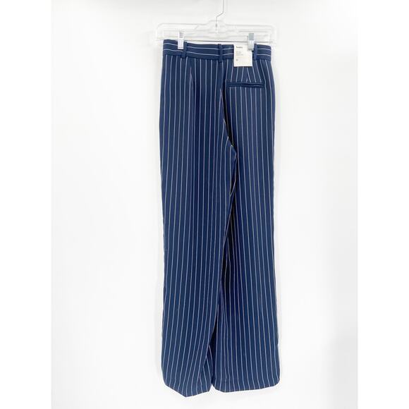 Babaton Sadiki Wide Leg High Waisted Blue Striped Pants Size 0 - Picture 3 of 7